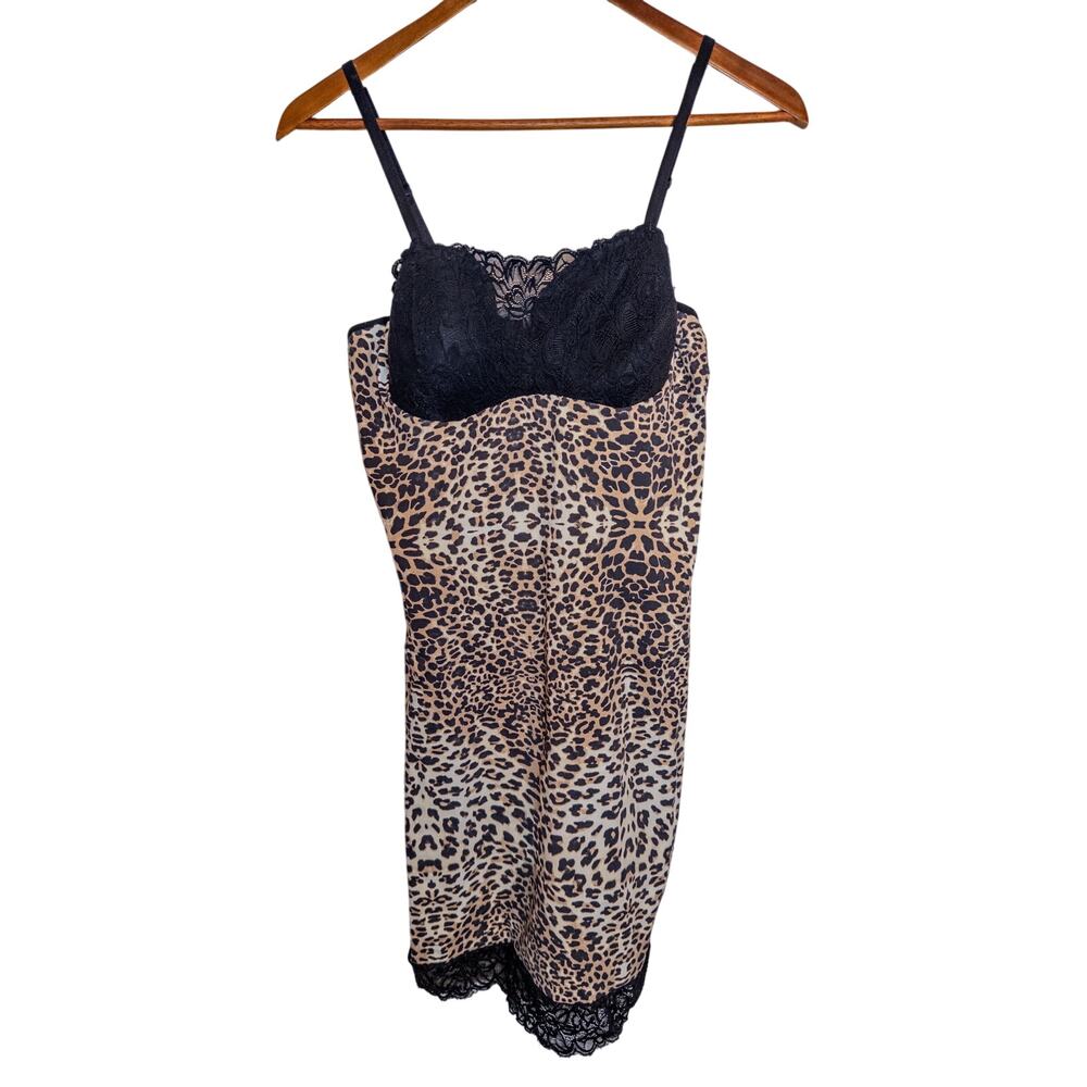 Shape FX Leopard Print Lace Trim Bodycon Shapewear Slip Dress Large - Picture 5 of 8